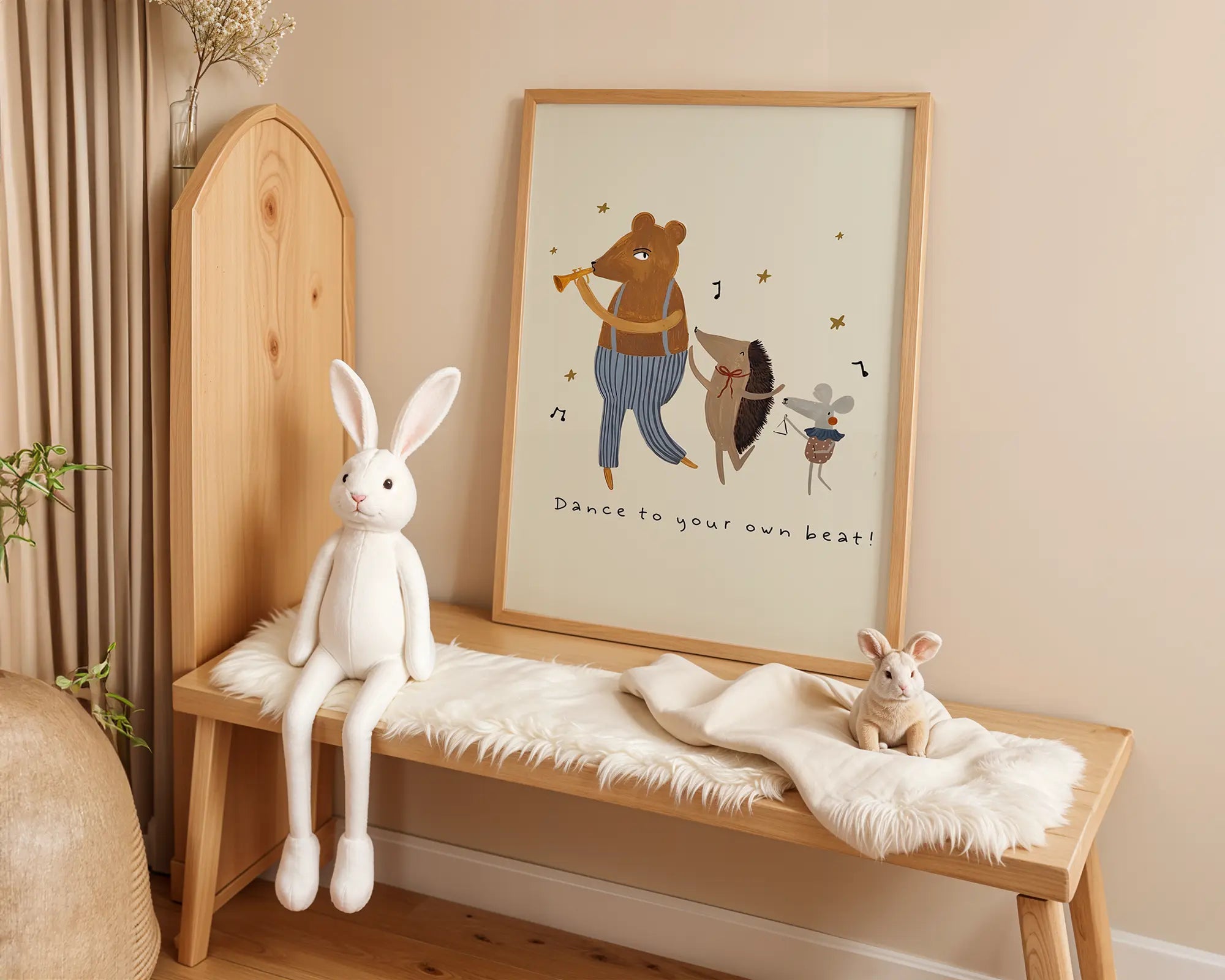Playroom Ideas | Dance To Your Own Beat Nursery Wall Art Boho Animal Music Print wall art print, modern home decor, unframed artwork by Nomad & Nest