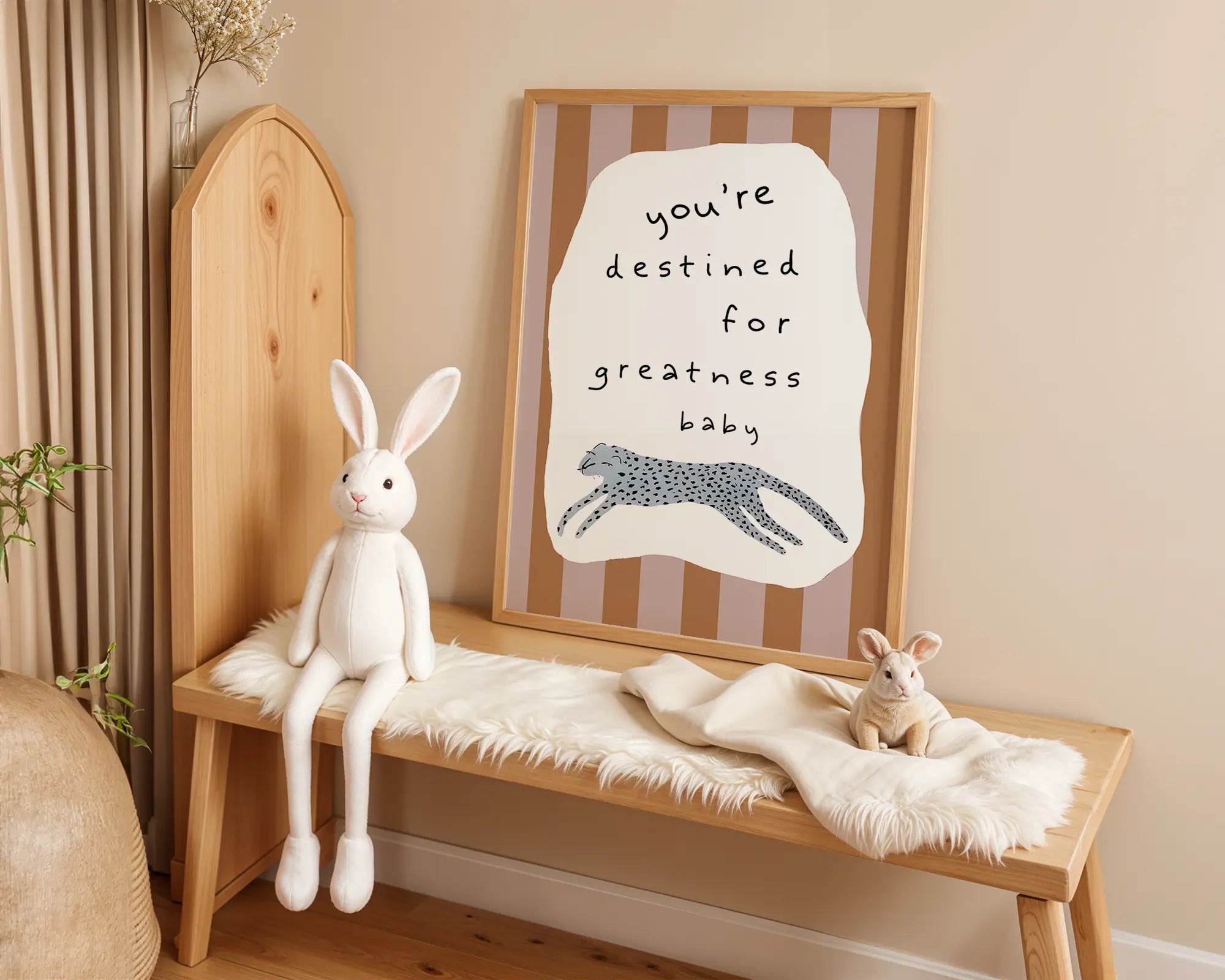 Playroom Ideas | Destined For Greatness Nursery Wall Art | Leopard Print wall art print, modern home decor, unframed artwork by Nomad & Nest