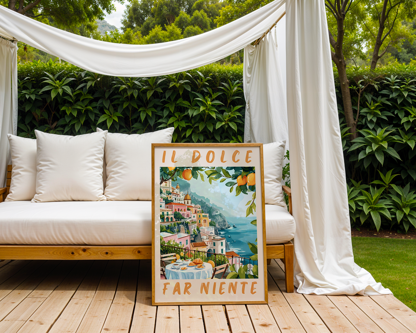 Colourful Prints | Italian Riviera Lemon Tree Print | Amalfi Coast Travel Poster wall art print, modern home decor, unframed artwork by Nomad & Nest