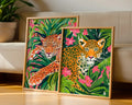 Colourful Prints | Leopard Print Set | Bright Jungle Safari Art (Set of 2) wall art print, modern home decor, unframed artwork by Nomad & Nest