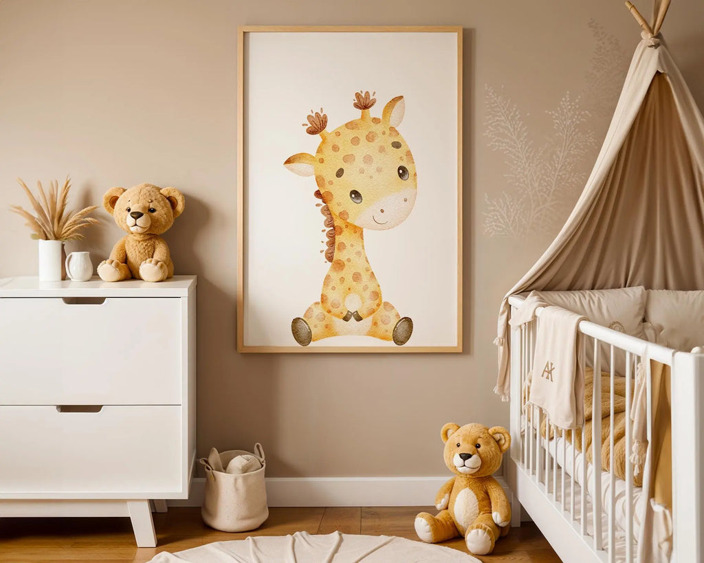 Playroom Ideas | Giraffe Nursery Print | Sweet Safari Animal Wall Art wall art print, modern home decor, unframed artwork by Nomad & Nest