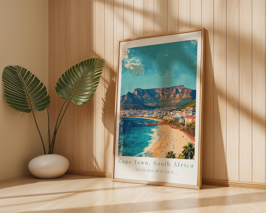 Cape Town Print – Table Mountain, South Africa Travel Poster wall art print, modern home decor, unframed artwork by Nomad & Nest