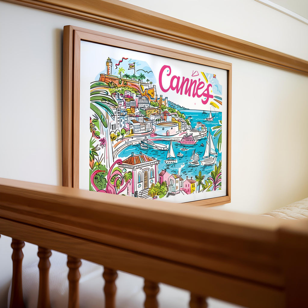 Cannes France Travel Poster | French Riviera Coastal Art Print wall art print, modern home decor, unframed artwork by Nomad & Nest