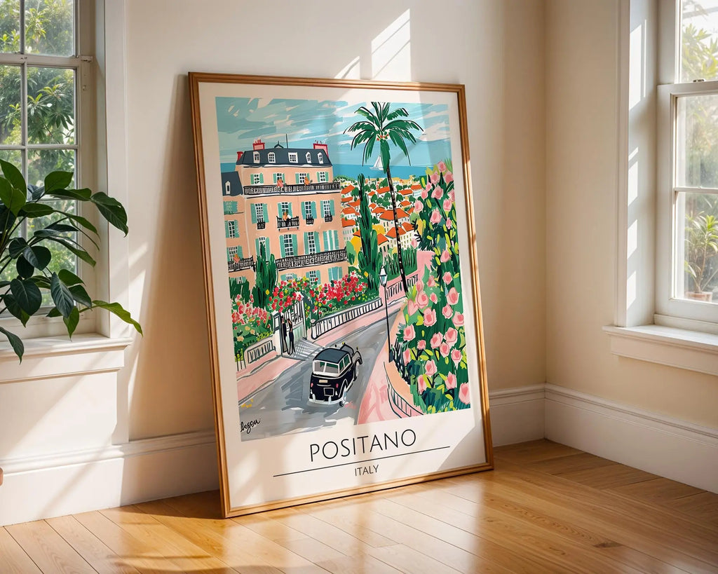 Positano Italy Print | Vibrant Amalfi Coast, Travel Poster wall art print, modern home decor, unframed artwork by Nomad & Nest