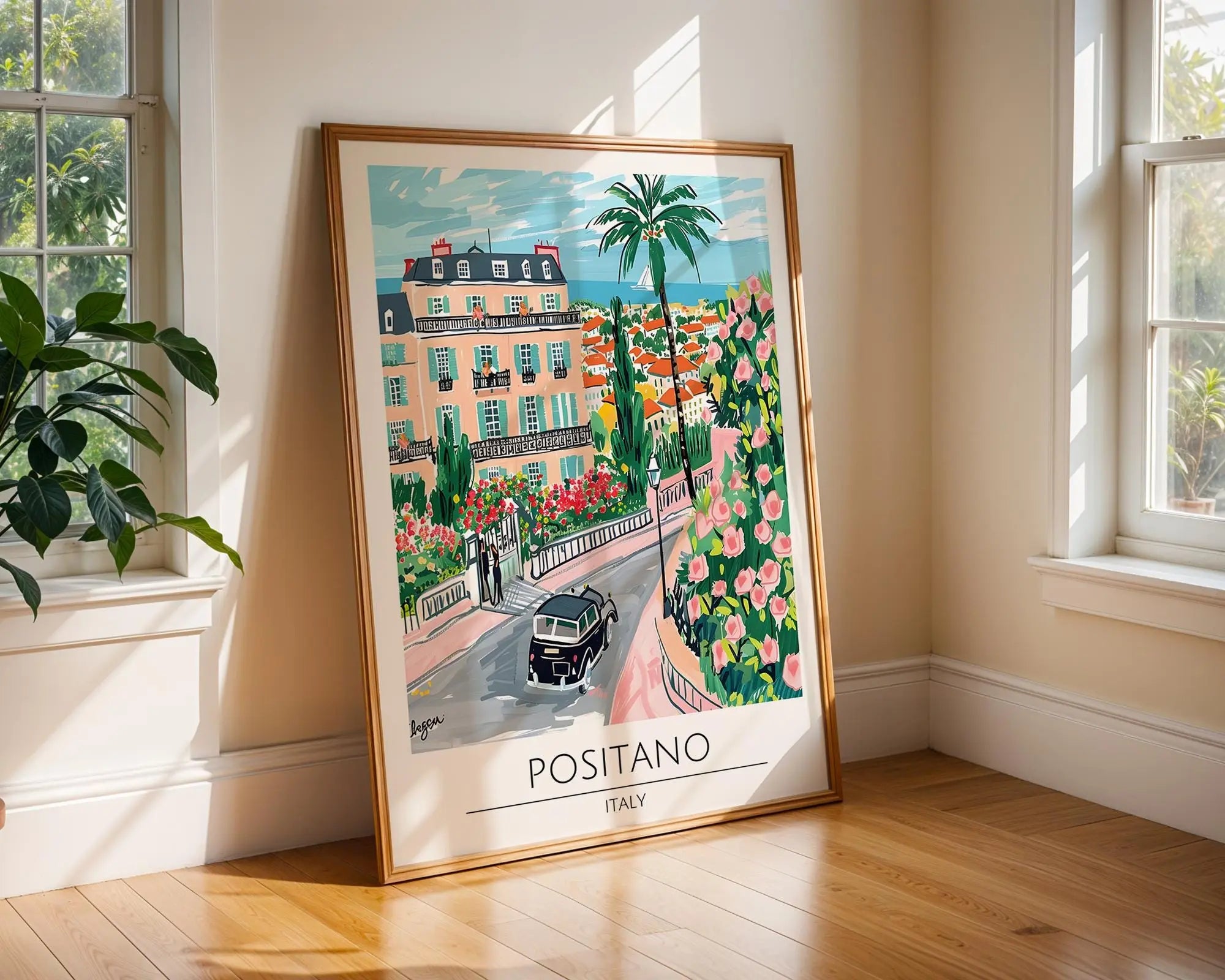 Positano Italy Print | Vibrant Amalfi Coast, Travel Poster wall art print, modern home decor, unframed artwork by Nomad & Nest