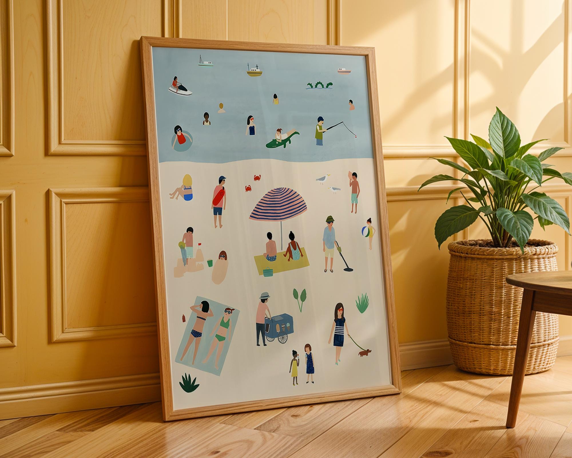 Summer Beach Art Print | Playful Coastal Illustration wall art print, modern home decor, unframed artwork by Nomad & Nest