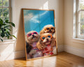 Colourful Prints | Funny Dogs Beach Print | Tropical Pup Art with Sunglasses wall art print, modern home decor, unframed artwork by Nomad & Nest