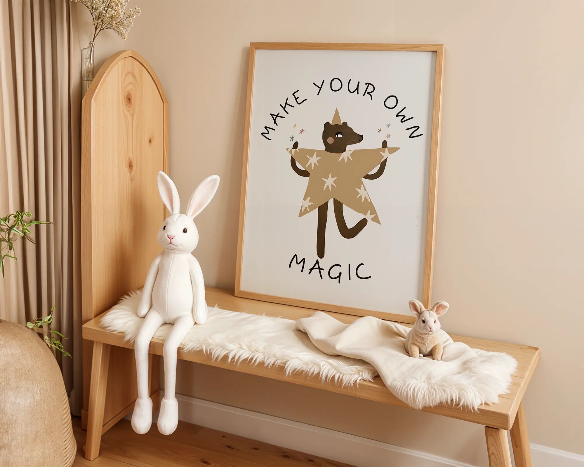 Playroom Ideas | Make Your Own Magic Nursery Wall Art | Star Bear Boho Print wall art print, modern home decor, unframed artwork by Nomad & Nest