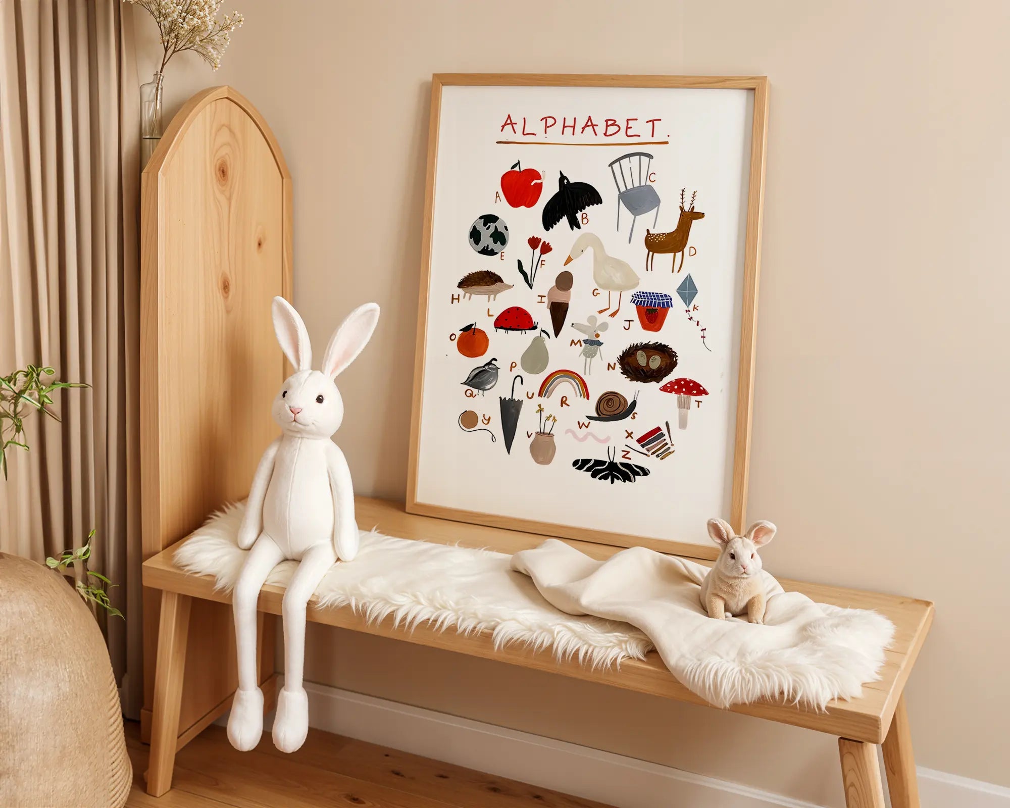 Playroom Ideas | Boho Alphabet Nursery Wall Art | Illustrated Learning Print wall art print, modern home decor, unframed artwork by Nomad & Nest