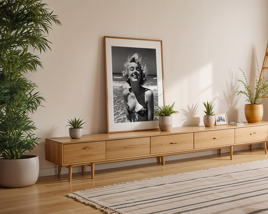 Modern Pop Art | Marilyn Monroe Beach Print | Vintage 1950s Coastal wall art print, modern home decor, unframed artwork by Nomad & Nest