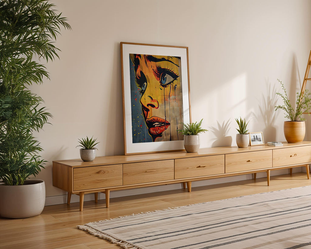 Modern Pop Art | Crying Woman  Print | Retro Comic Style work wall art print, modern home decor, unframed artwork by Nomad & Nest