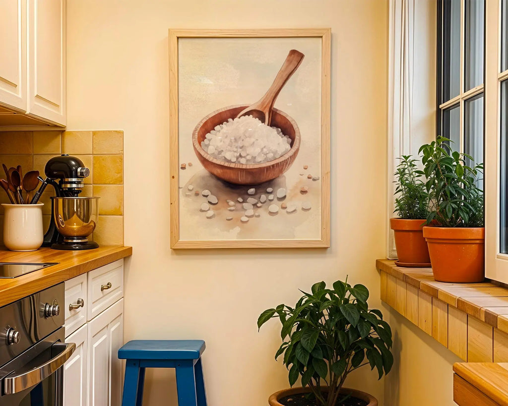 Sea Salt Bowl Art Print • Rustic Kitchen Decor wall art print, modern home decor, unframed artwork by Nomad & Nest