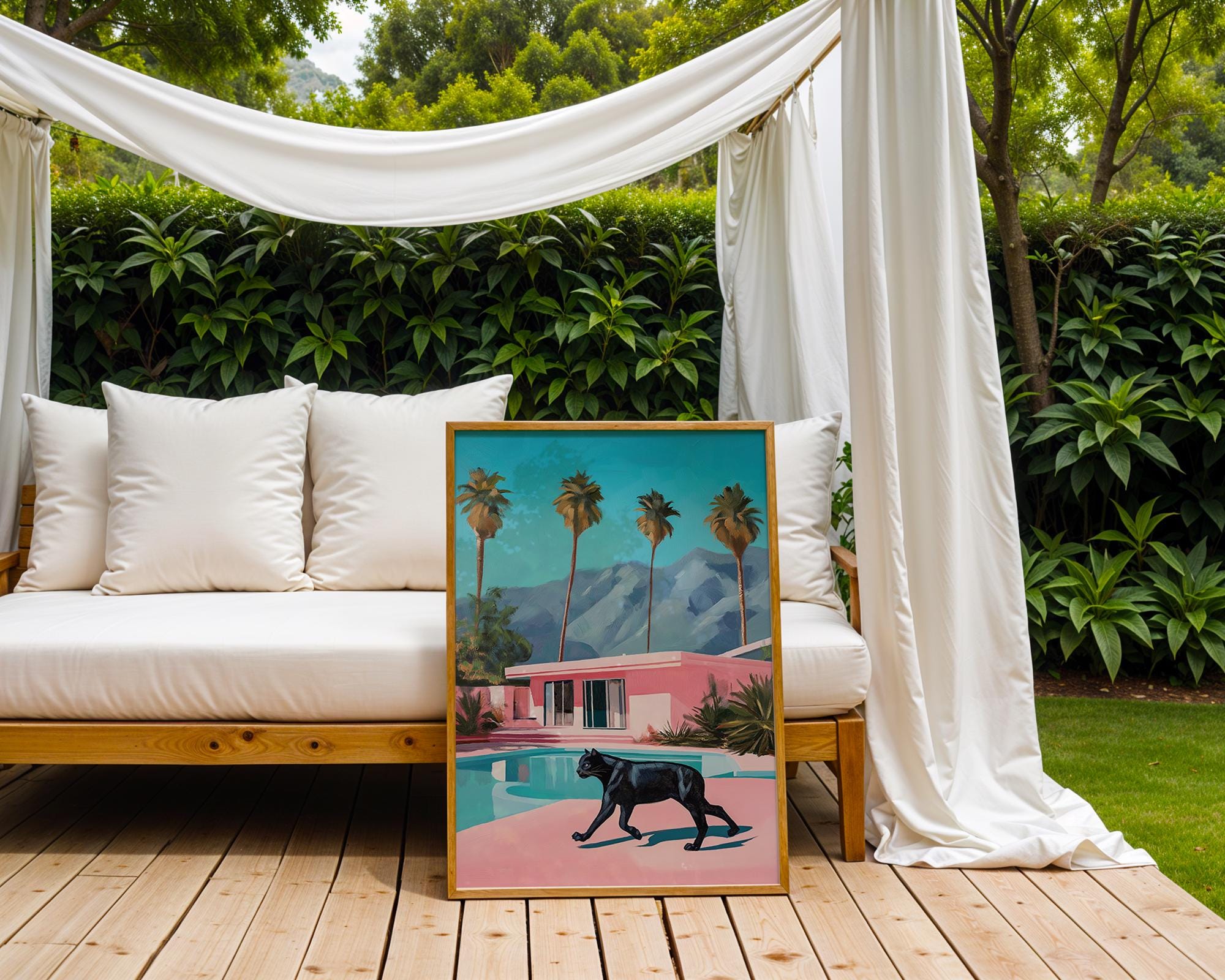 Black Panther Pool Art Print | Tropical Modern Home Decor wall art print, modern home decor, unframed artwork by Nomad & Nest