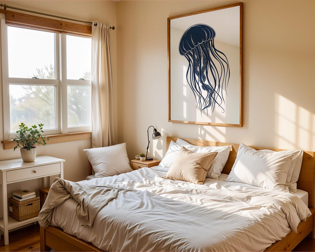 Elegant Jellyfish Art Print | Modern Marine Home Decor wall art print, modern home decor, unframed artwork by Nomad & Nest