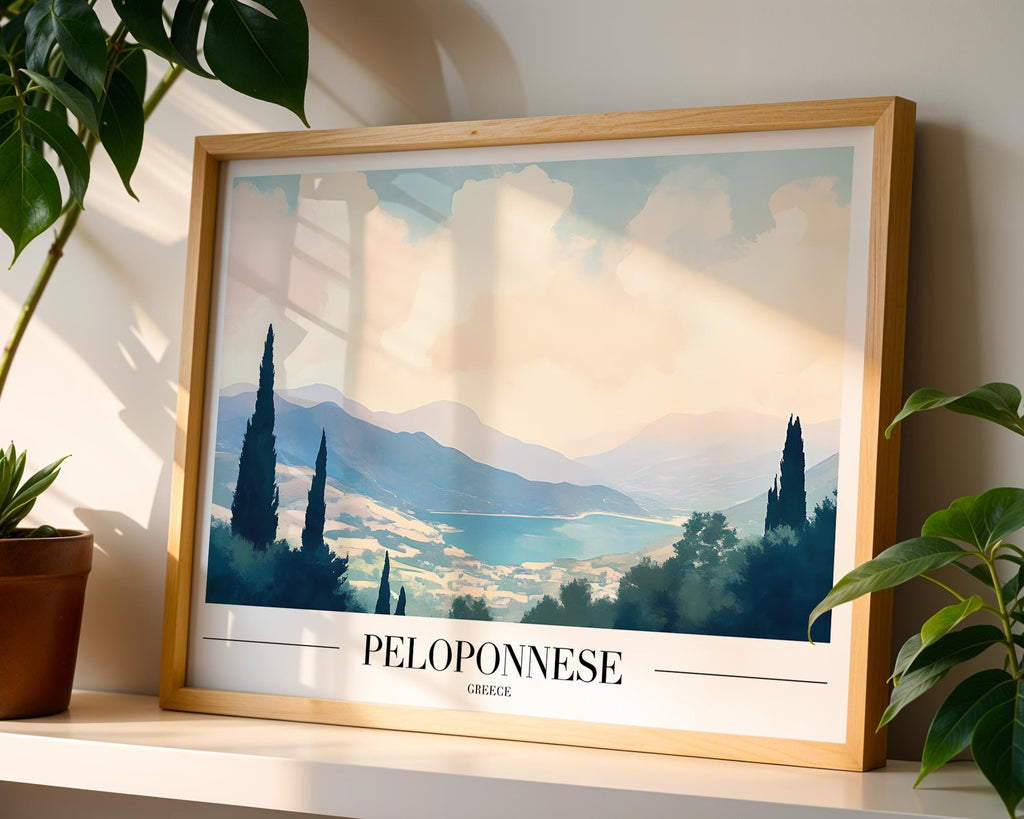 Peloponnese Greece Print | Coastal Landscape Art wall art print, modern home decor, unframed artwork by Nomad & Nest