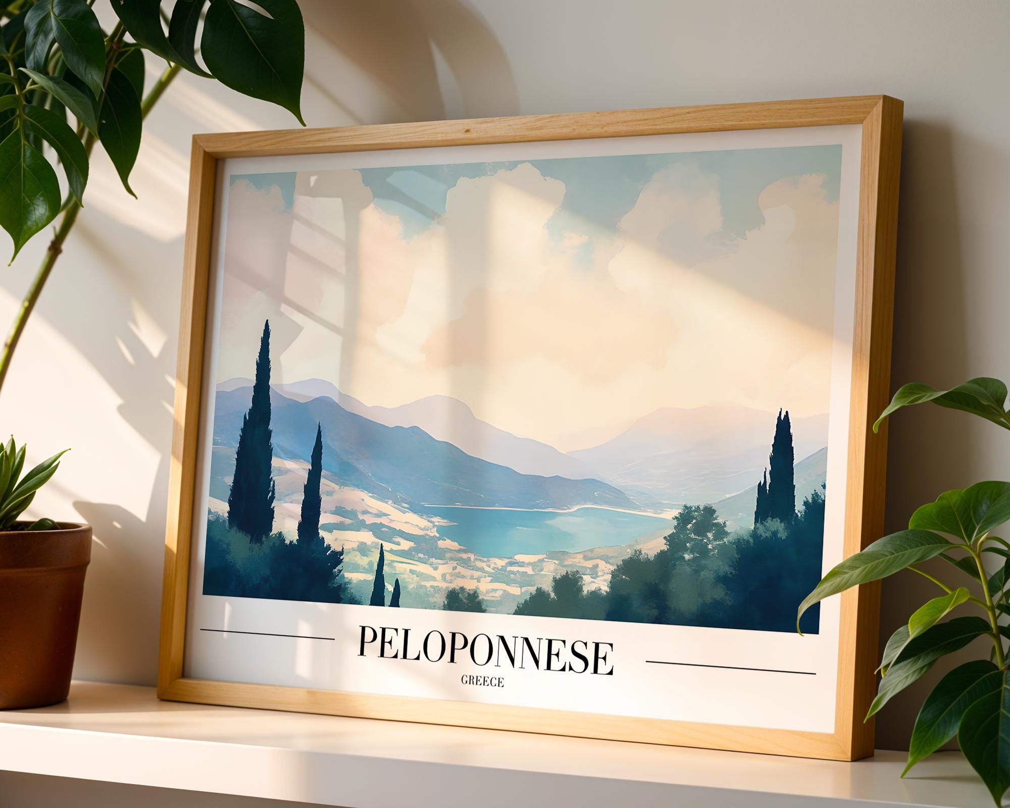 Peloponnese Greece Print | Coastal Landscape Art wall art print, modern home decor, unframed artwork by Nomad & Nest
