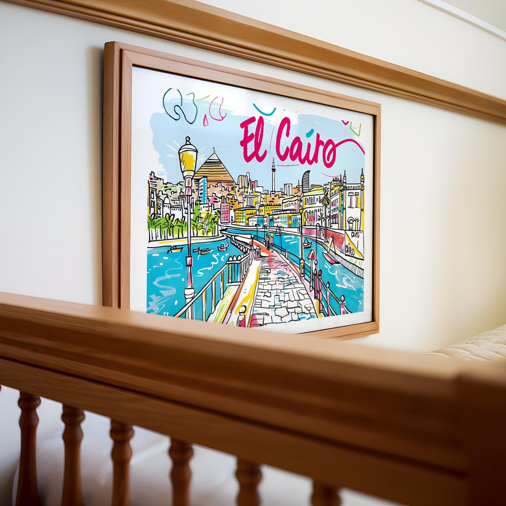 Cairo Egypt Travel Poster | Quirky Cityscape Art Print wall art print, modern home decor, unframed artwork by Nomad & Nest