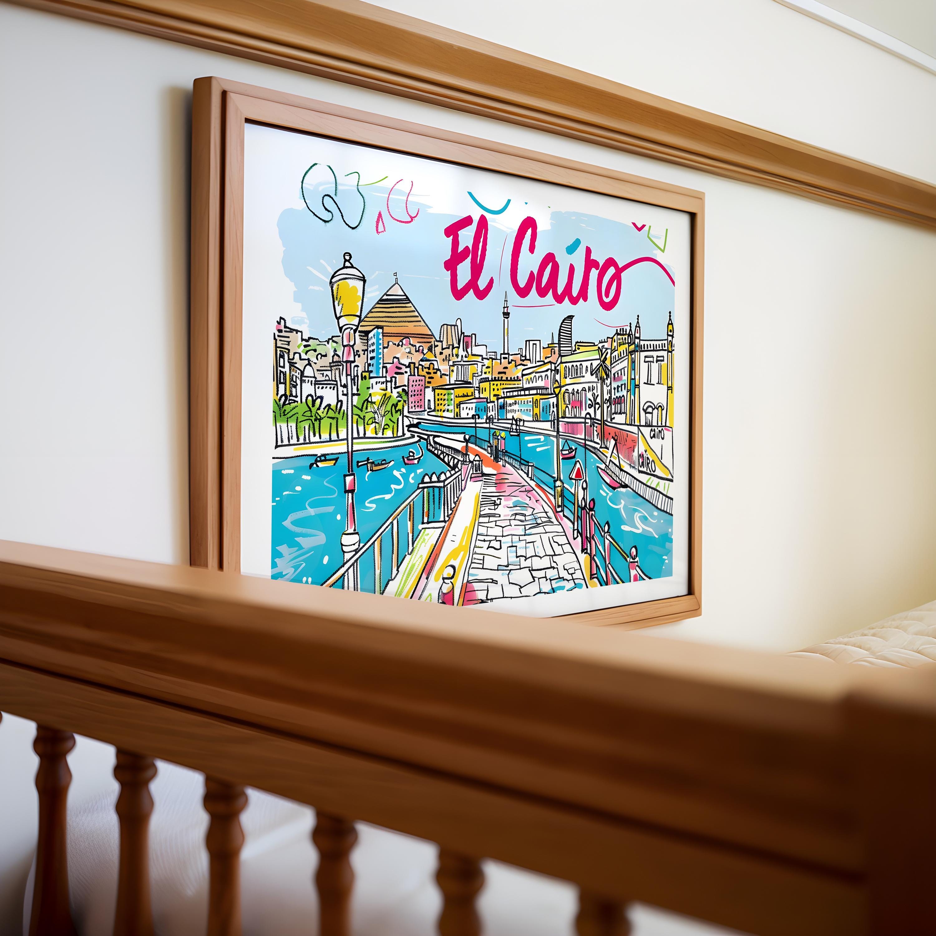 Cairo Egypt Travel Poster | Quirky Cityscape Art Print wall art print, modern home decor, unframed artwork by Nomad & Nest