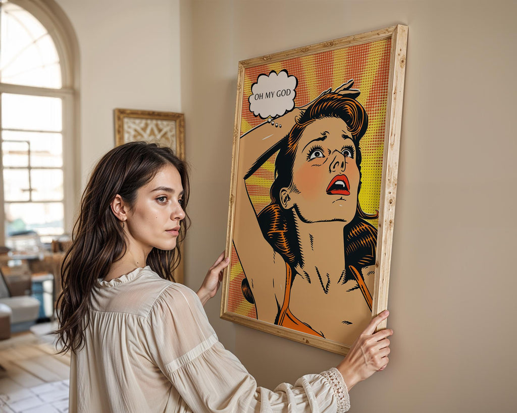 Modern Pop Art | Retro  Print | Shocked Woman with Thought Bubble wall art print, modern home decor, unframed artwork by Nomad & Nest