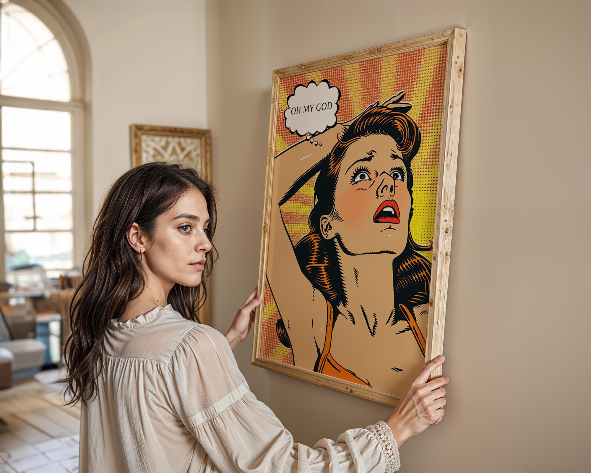 Modern Pop Art | Retro  Print | Shocked Woman with Thought Bubble wall art print, modern home decor, unframed artwork by Nomad & Nest