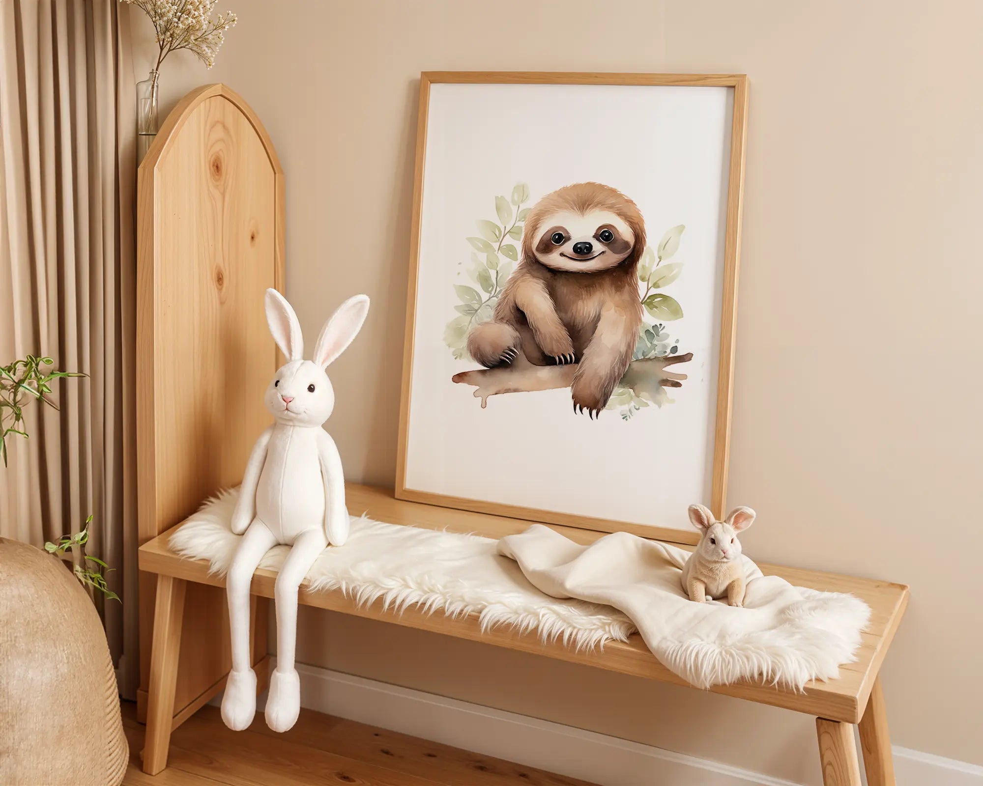Playroom Ideas | Sloth Nursery Wall Art | Jungle Animal Baby Illustration wall art print, modern home decor, unframed artwork by Nomad & Nest