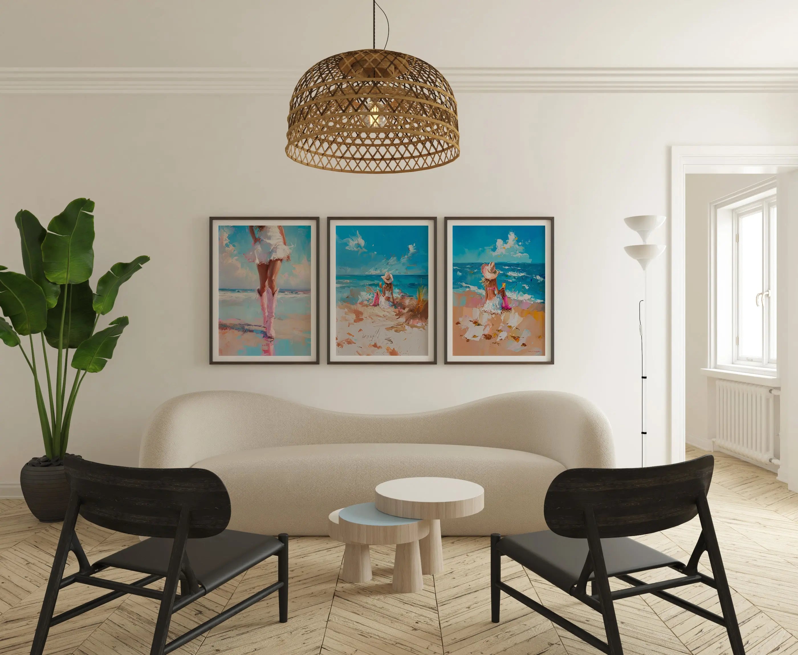 Colourful Prints | Coastal Beach Girl Art Prints | Painterly Seaside Decor (Set of 3) wall art print, modern home decor, unframed artwork by Nomad & Nest