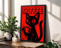 Positive Emotion | Coffee Cat Art Print | Bold Retro Graphic Poster wall art print, modern home decor, unframed artwork by Nomad & Nest