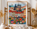 Prague Flower Market Print | Vintage Czech Travel Poster wall art print, modern home decor, unframed artwork by Nomad & Nest