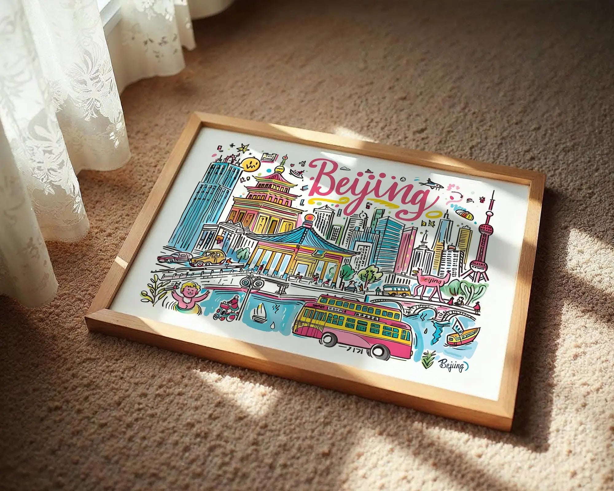 Beijing China Travel Poster | Colorful Asian City Art Print wall art print, modern home decor, unframed artwork by Nomad & Nest