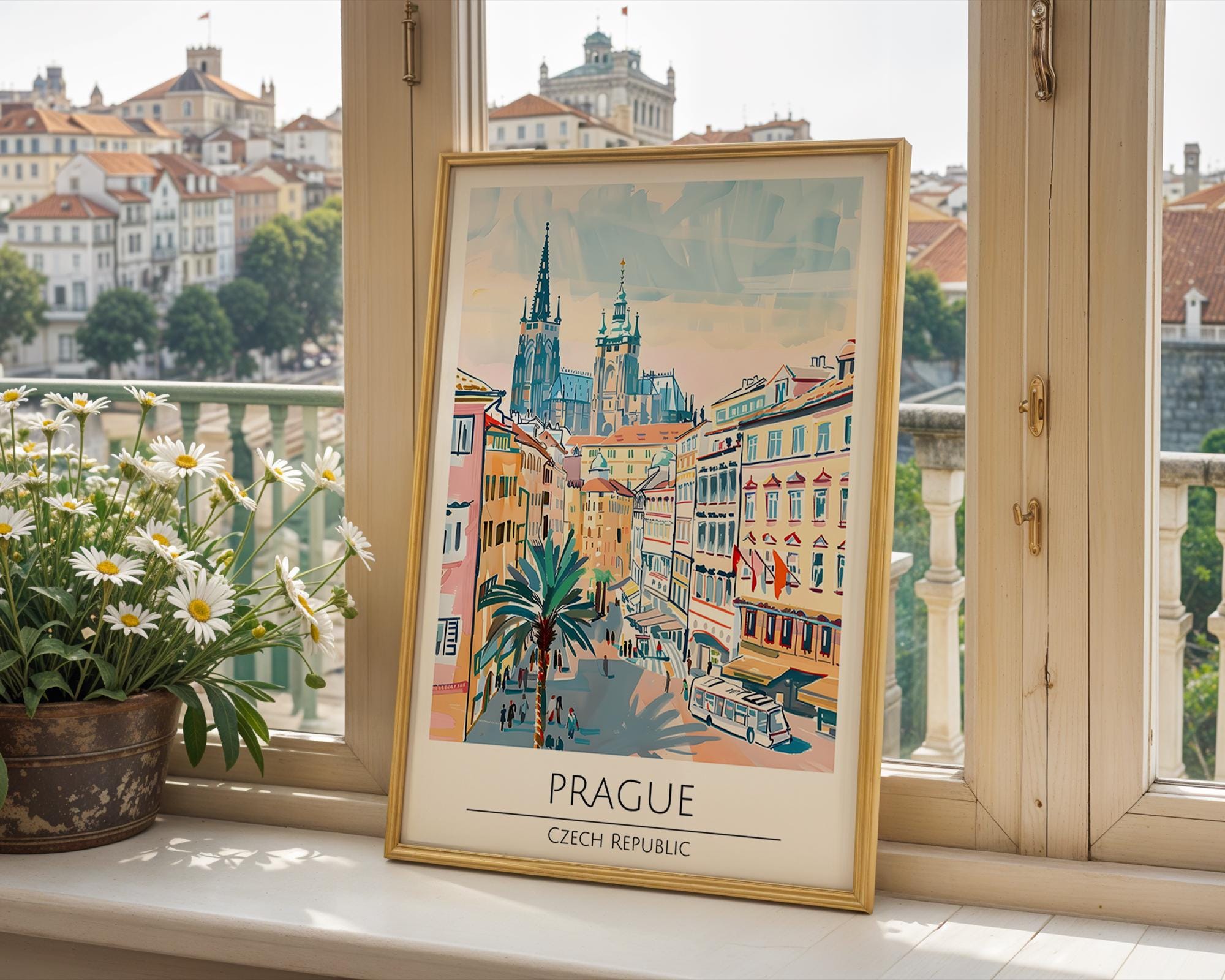 Prague Old Town Print | Gothic Cathedral Travel Poster wall art print, modern home decor, unframed artwork by Nomad & Nest