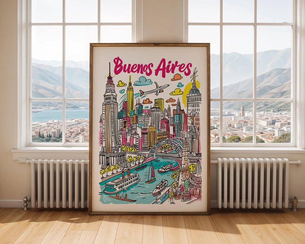 Buenos Aires Skyline Art Print | Argentina Travel Poster wall art print, modern home decor, unframed artwork by Nomad & Nest
