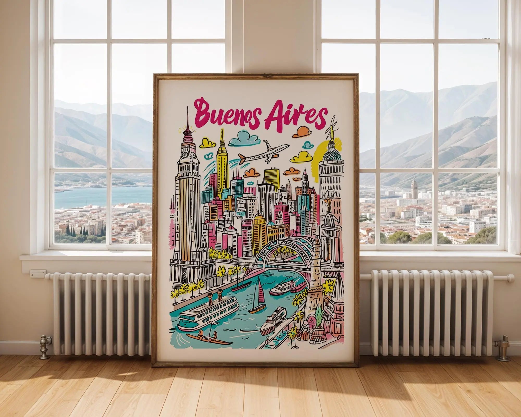 Buenos Aires Skyline Art Print | Argentina Travel Poster wall art print, modern home decor, unframed artwork by Nomad & Nest