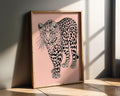 Modern Pop Art | Elegant Leopard  Print | Minimalist Pink Jungle Cat Illustration wall art print, modern home decor, unframed artwork by Nomad & Nest