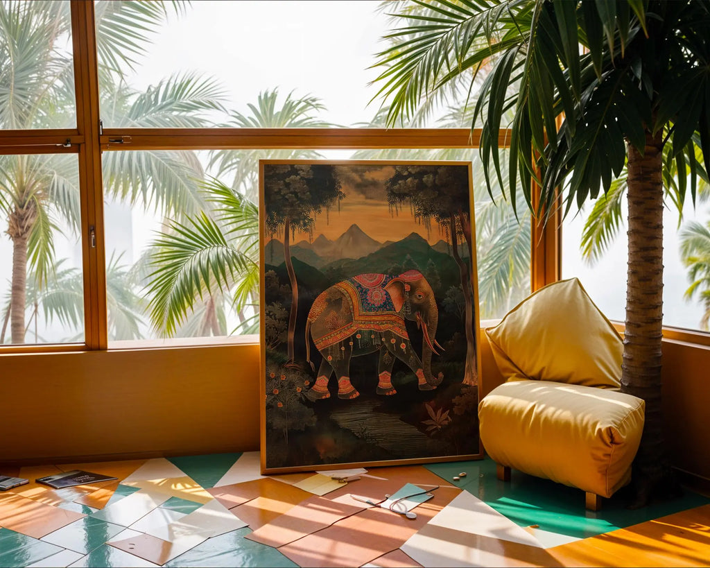 Elephant Wall Art Print | Bohemian Jungle Animal Illustration wall art print, modern home decor, unframed artwork by Nomad & Nest
