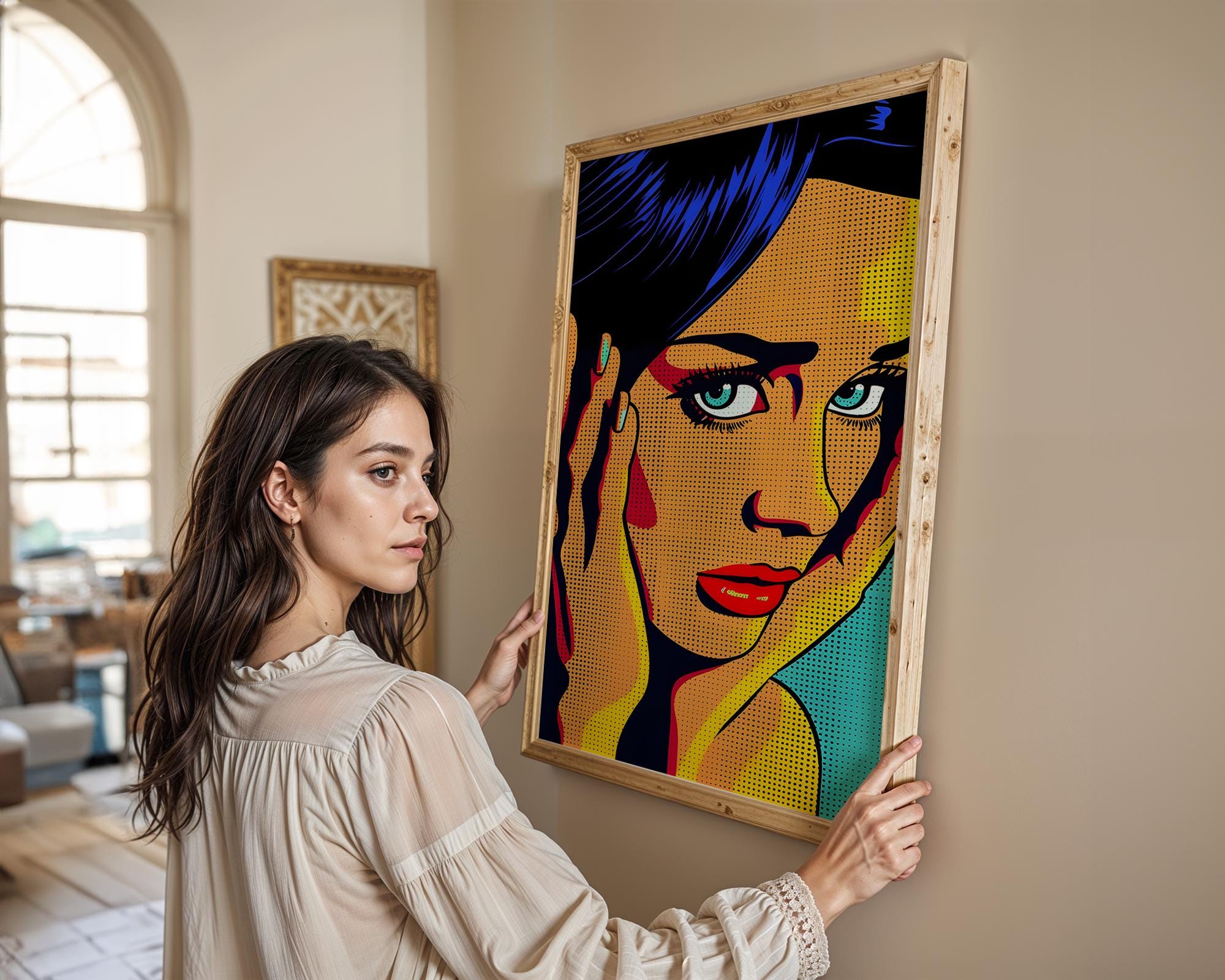 Modern Pop Art | Retro  Woman Portrait Print | Modern Home Office Decor wall art print, modern home decor, unframed artwork by Nomad & Nest
