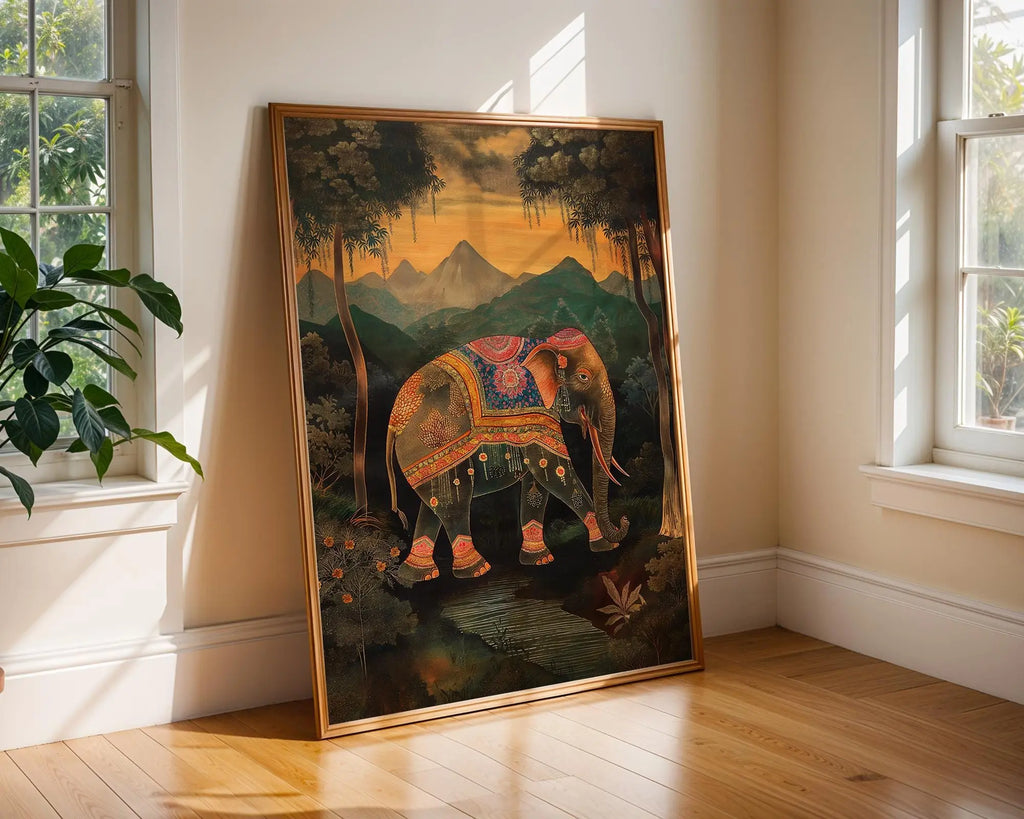 Elephant Wall Art Print | Bohemian Jungle Animal Illustration wall art print, modern home decor, unframed artwork by Nomad & Nest