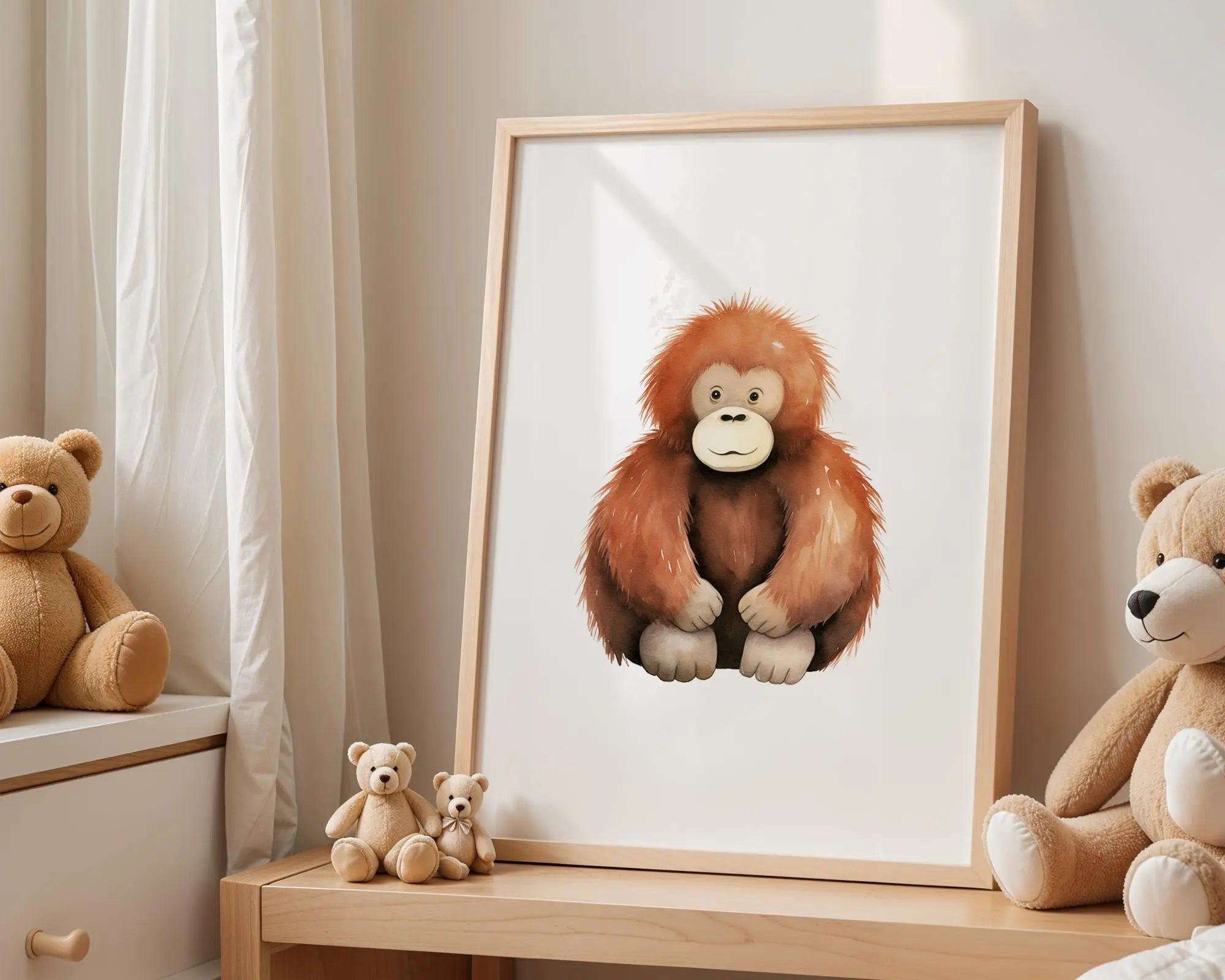 Playroom Ideas | Orangutan Nursery Wall Art | Jungle Animal Baby Illustration wall art print, modern home decor, unframed artwork by Nomad & Nest