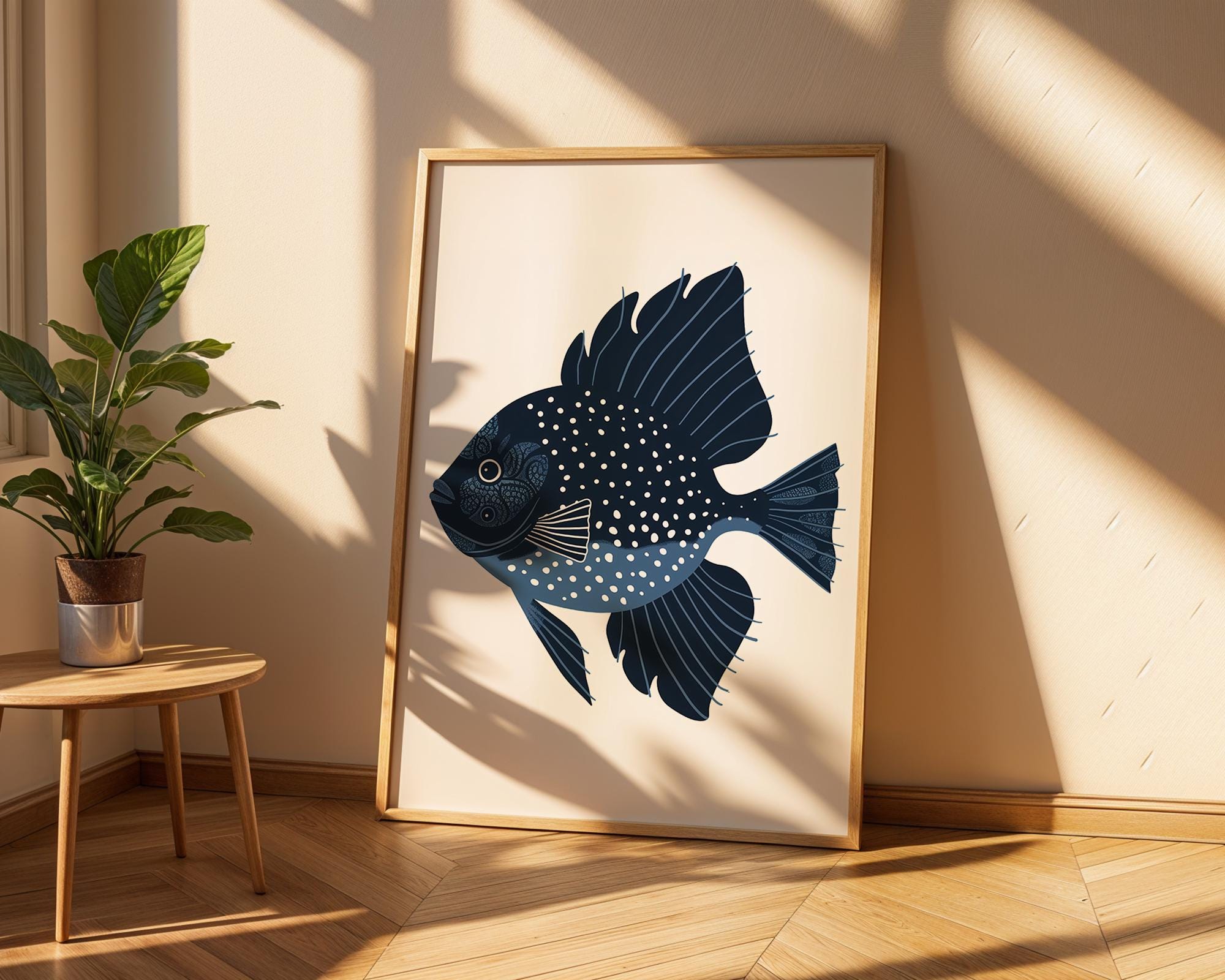 Modern Fish Wall Art Print | Scandinavian Aquatic Decor wall art print, modern home decor, unframed artwork by Nomad & Nest