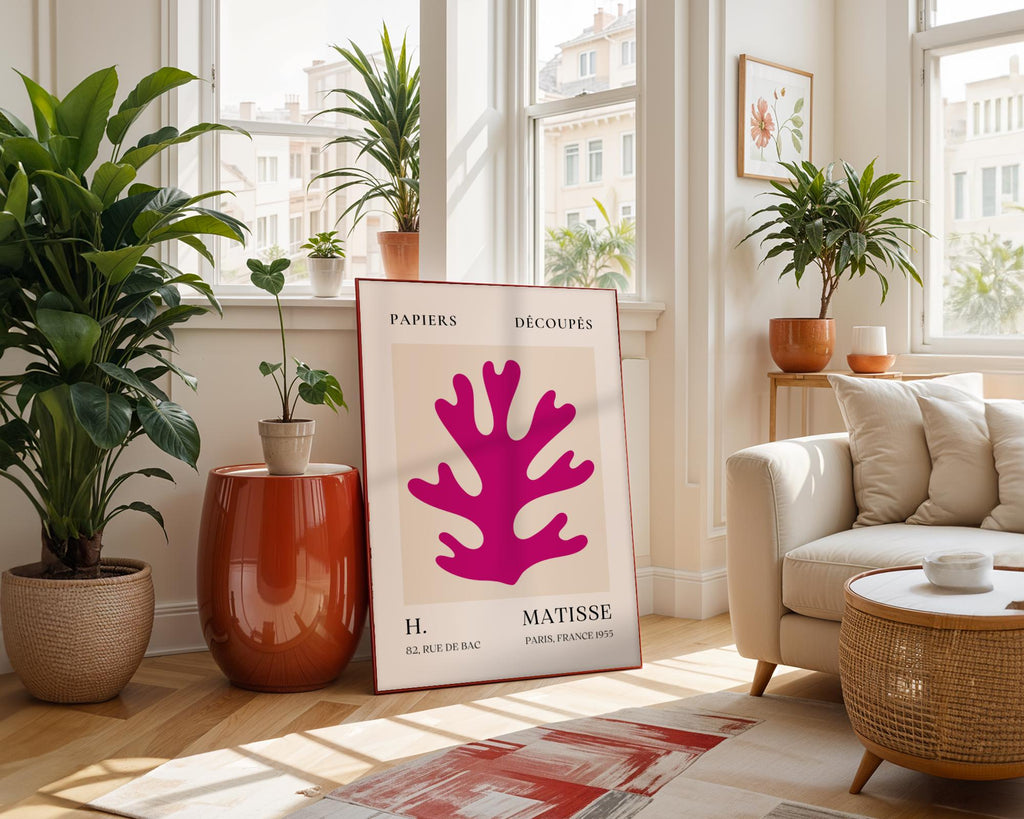 Henri Matisse Print | Coral  | Magenta Abstract Cut-Out, Minimalist Wall Art wall art print, modern home decor, unframed artwork by Nomad & Nest