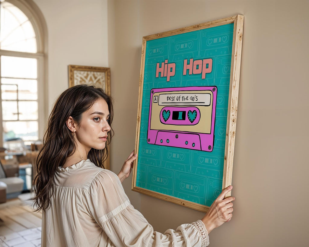 Modern Pop Art | 90s Hip Hop Cassette Tape Print | Retro Music wall art print, modern home decor, unframed artwork by Nomad & Nest