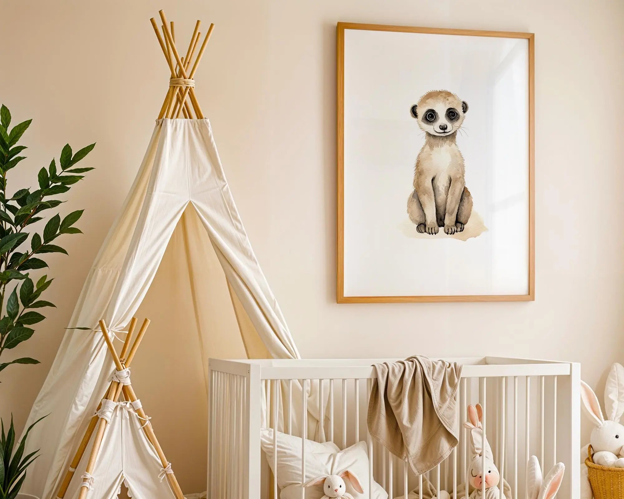 Playroom Ideas | Meerkat Nursery Wall Art | Safari Animal Baby Print wall art print, modern home decor, unframed artwork by Nomad & Nest