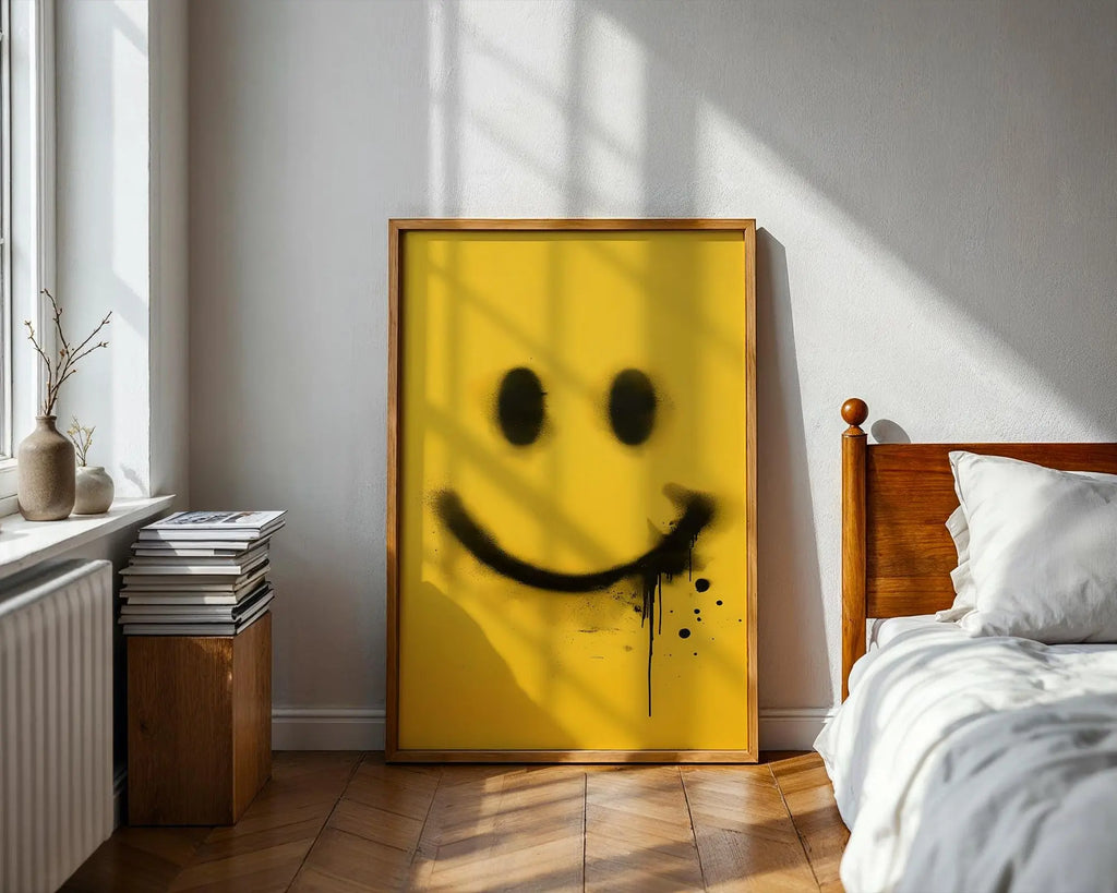 Positive Emotion | Graffiti Smile Wall Art | Street Art Smiley Face | Bold Modern Statement Poster wall art print, modern home decor, unframed artwork by Nomad & Nest