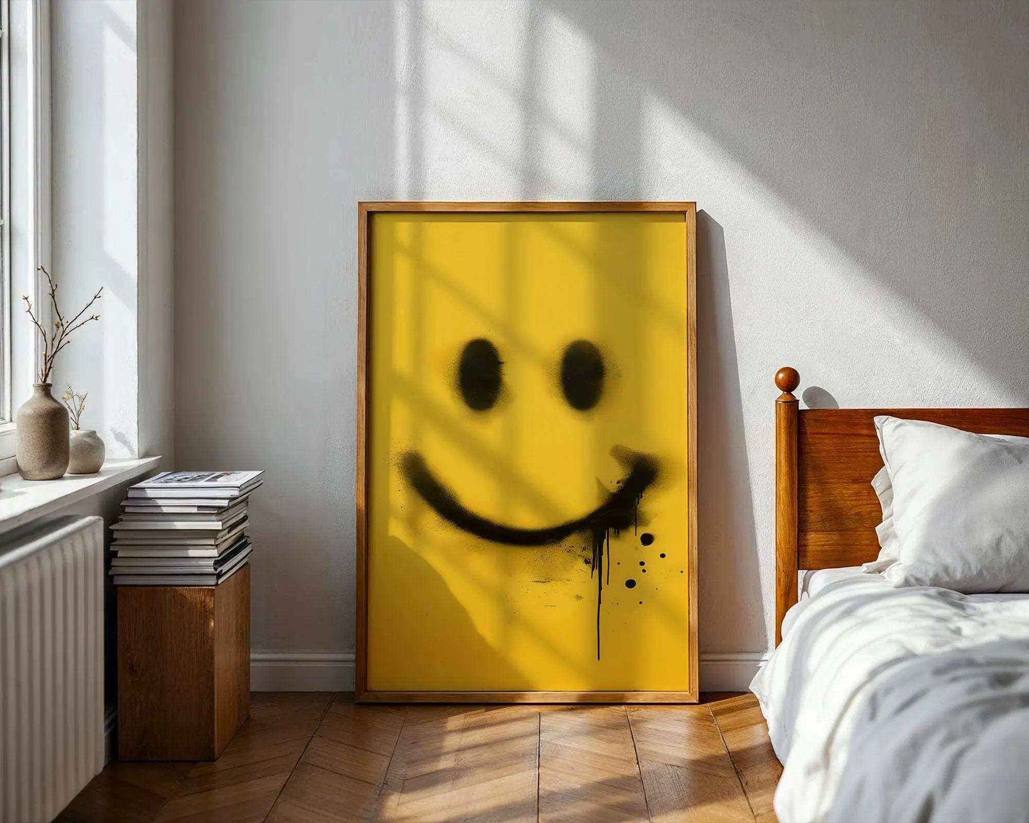 Positive Emotion | Graffiti Smile Wall Art | Street Art Smiley Face | Bold Modern Statement Poster wall art print, modern home decor, unframed artwork by Nomad & Nest