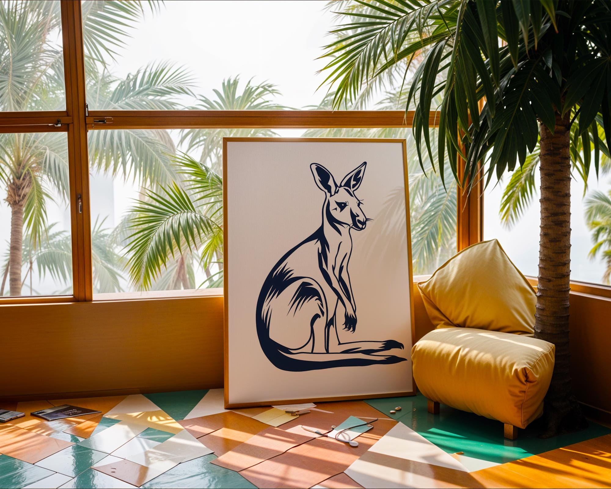 Kangaroo Wall Art Print, Modern Wildlife Poster wall art print, modern home decor, unframed artwork by Nomad & Nest