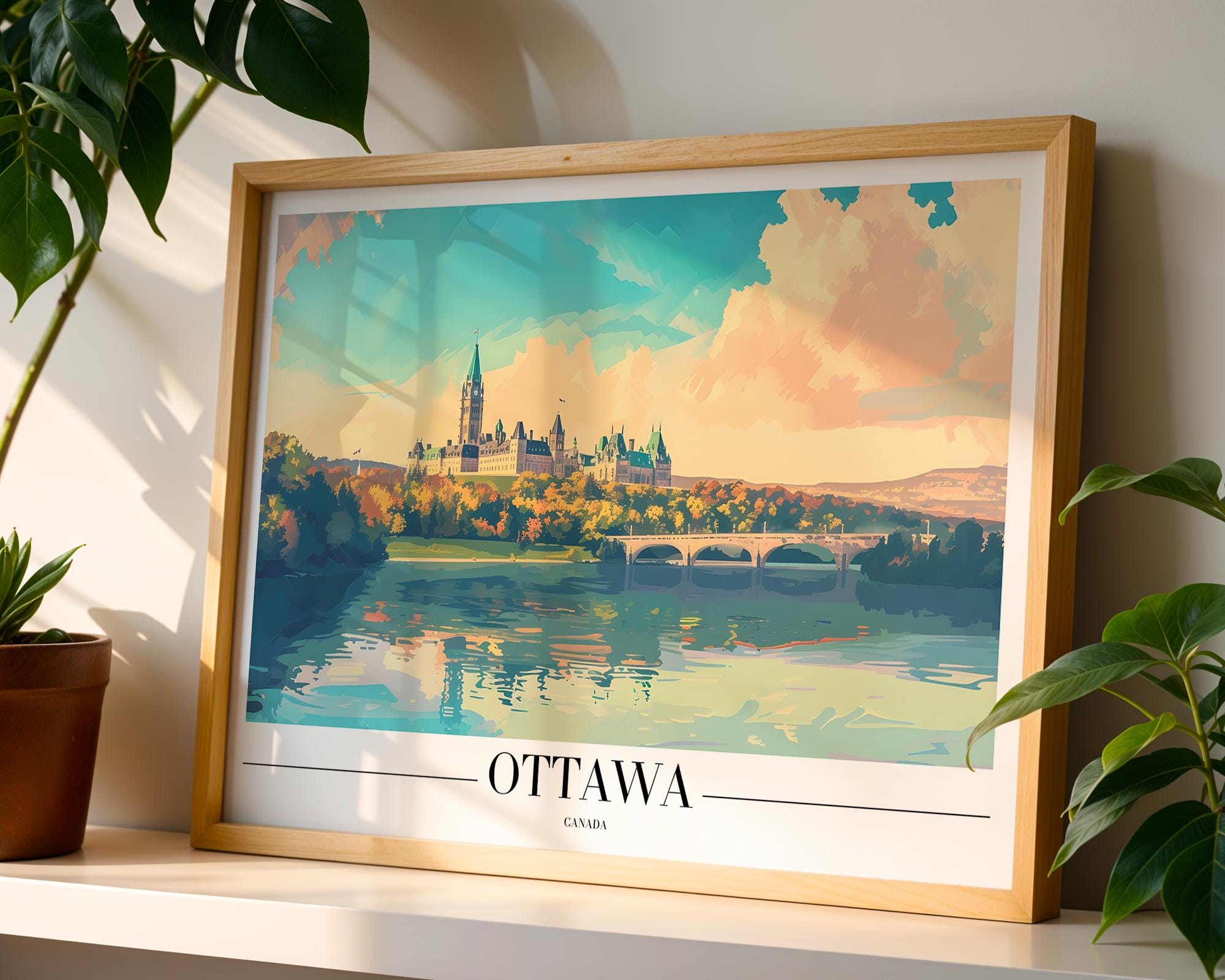 Ottawa Parliament Buildings Art Print | Autumn Canada Travel Poster wall art print, modern home decor, unframed artwork by Nomad & Nest