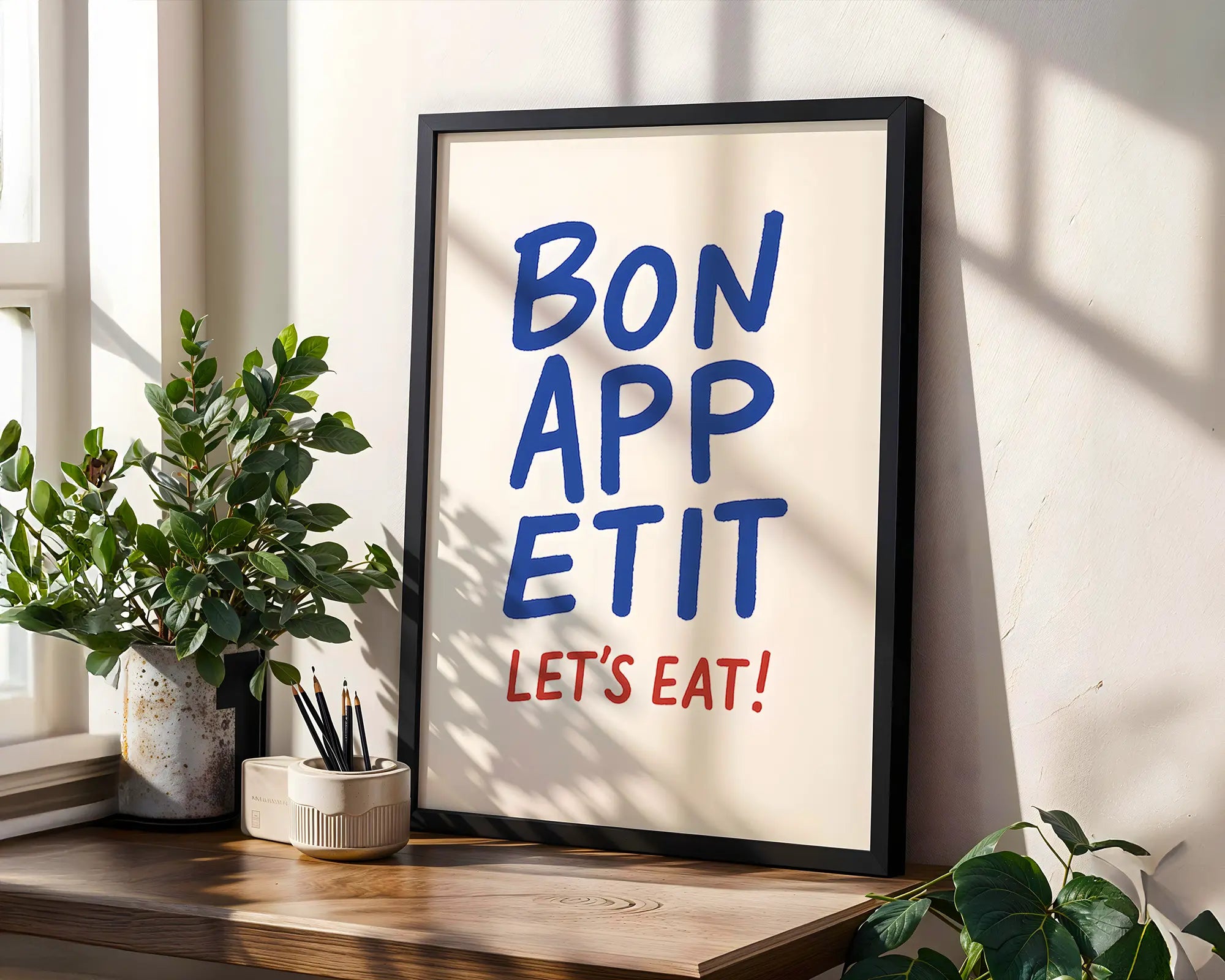 Positive Emotion | Bon Appetit Wall Art | Playful French Typography | Modern Kitchen Decor | Fun Food Quote Poster wall art print, modern home decor, unframed artwork by Nomad & Nest
