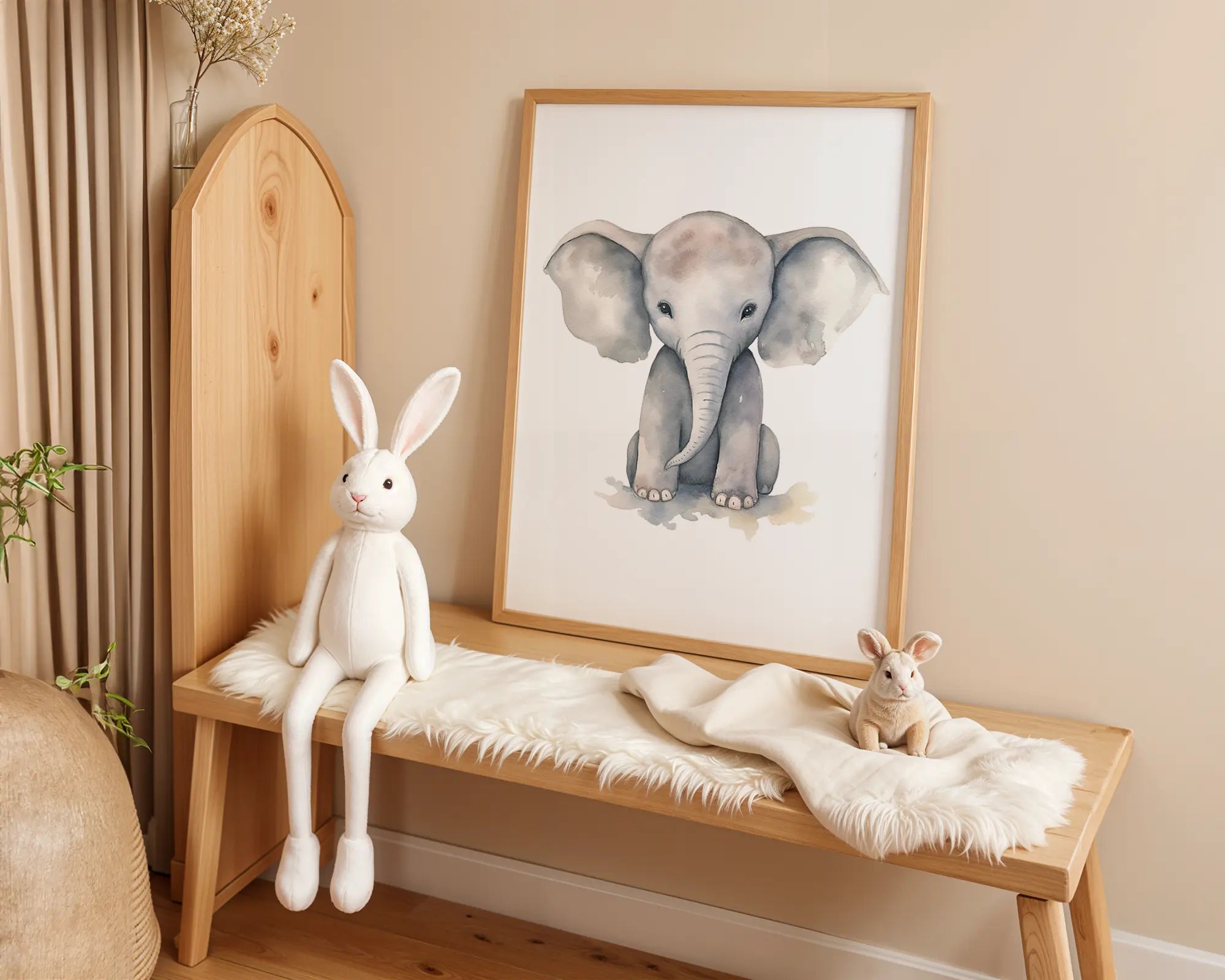 Playroom Ideas | Elephant Nursery Wall Art | Neutral Safari Baby Decor wall art print, modern home decor, unframed artwork by Nomad & Nest