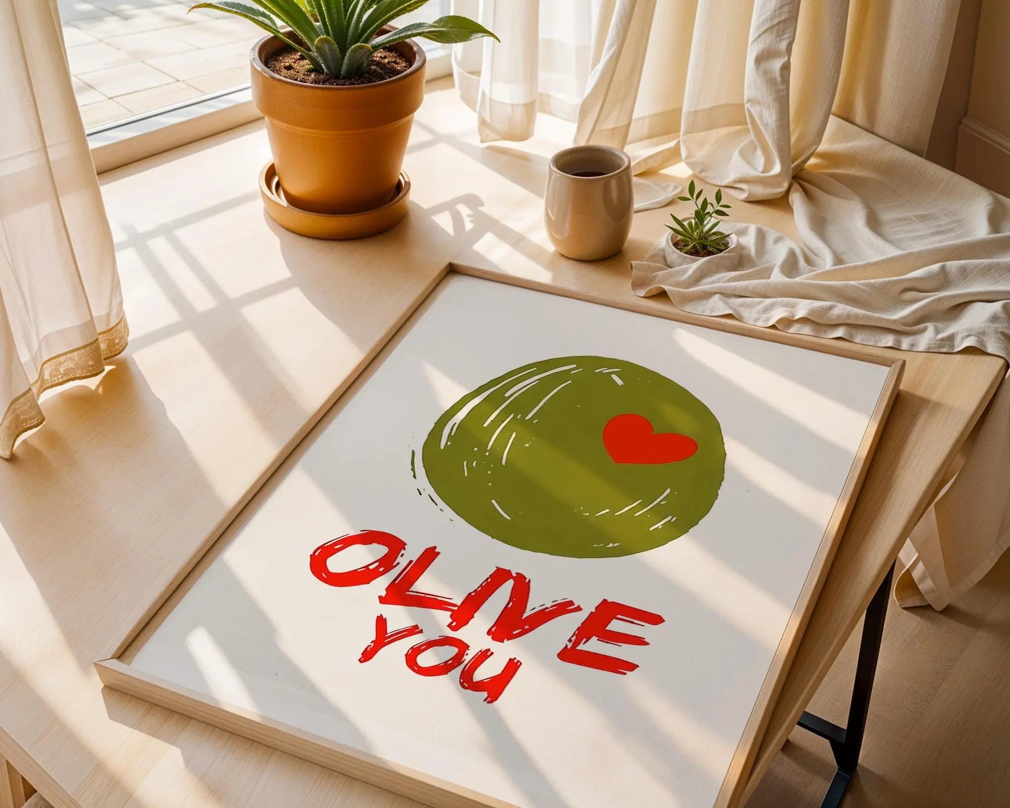 Olive You Pun Print | Funny Kitchen Poster, Mediterranean Decor wall art print, modern home decor, unframed artwork by Nomad & Nest