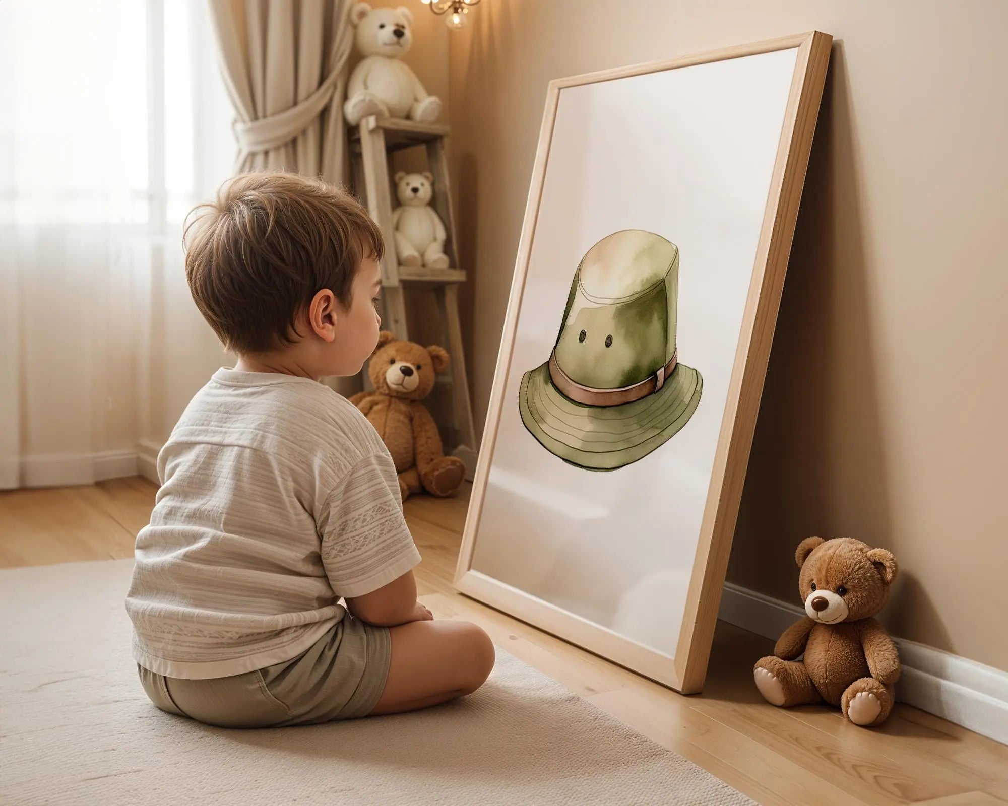 Playroom Ideas | Safari Explorer Hat Nursery Wall Art Adventure Theme Print wall art print, modern home decor, unframed artwork by Nomad & Nest