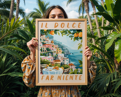 Colourful Prints | Italian Riviera Lemon Tree Print | Amalfi Coast Travel Poster wall art print, modern home decor, unframed artwork by Nomad & Nest